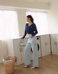 Classic Distressed High Waisted Wide Pants Culottes