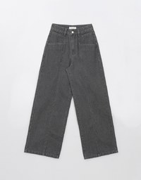 Heavyweight Washed Jeans Denim High Waisted Wide Pants Culottes