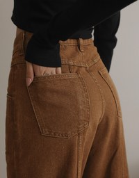 Heavyweight Washed Jeans Denim High Waisted Wide Pants Culottes