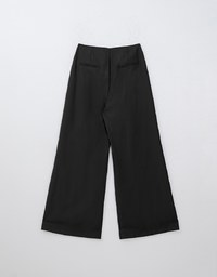 Hidden Placket Pleated Suit High Waist Wide Pants Culottes