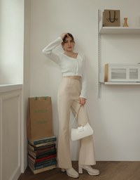 High Waist Cotton Skinny Flare Pants