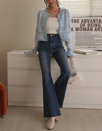 Vintage Washed High Waist Jeans Denim Flare Pants