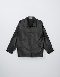 Faux Leather Oversized Jacket