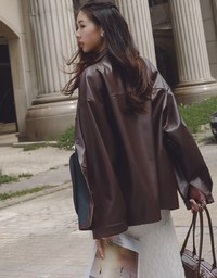 Faux Leather Oversized Jacket