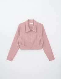 Classic Plain Collared Neck Zip Up Jacket