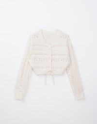 Pearl Button Drawstring Knit Top