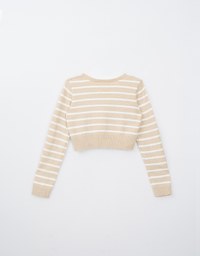 V Neck Striped Long Sleeve Knit Top