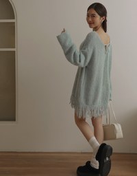 2 Way Fringe Knit Long Top