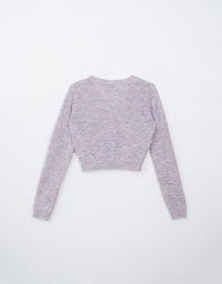 Long Sleeve V Neck Knitted Cropped Top