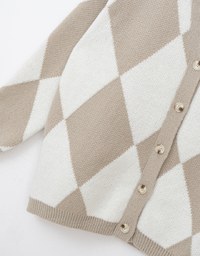 Argyle Printed Button Up Knitted Cardigan