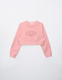 Printed Crew Neck Cropped Sweatshirt