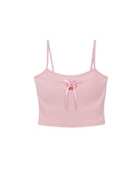 Cherry Graphic Embroidery  Ribbed Cami Padded Bra Top