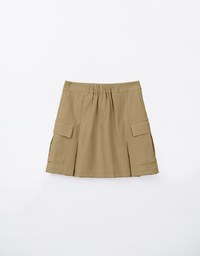 Solid A Line Pleated Mini Skirt With Pockets Details