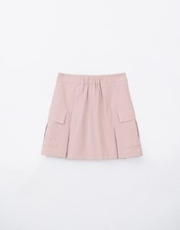 Solid A Line Pleated Mini Skirt With Pockets Details