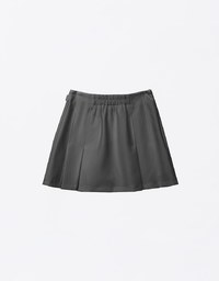 Short Pleated Mini Skirt With Gold Buckle Detail