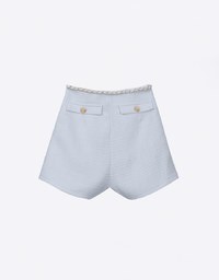 Tweed Knitted Shorts With Gold Chain Details