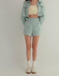 High Waist Chic Tweed Textured Shorts