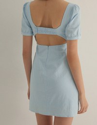 Knitted Back Hollow Out Padded Mini Dress