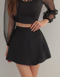 High Waist Asymmetrical Hem Mini Skort