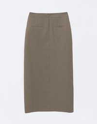 Padded Side Hips Suit Fabric Midi Skirt with Slit Perfect Body Curves