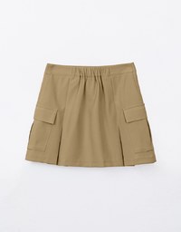 Solid A Line Pleated Mini Skirt With Pockets Details