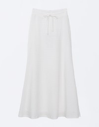 Embossed Knit Drawstring Waist Maxi Skirt