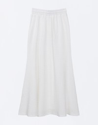 Embossed Knit Drawstring Waist Maxi Skirt