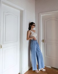 【Den!m LITE】Lightweight Soft Denim Pleated Straight Leg Pants