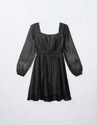 2 Way Tie Front Hollow Out Sheer Mini Dress