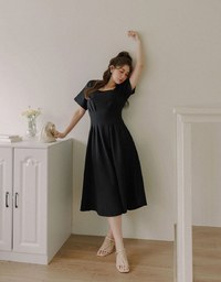 AIRY HOURGLASS Square Neck Ruched A Line Maxi Dress