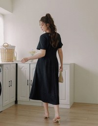 AIRY HOURGLASS Square Neck Ruched A Line Maxi Dress