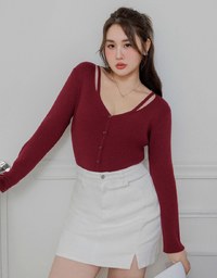 Front Hollow Out Button Up Knitted Top