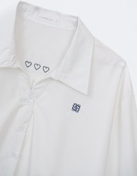 Air Space Logo and Heart Shaped Embroidered Collar Blouse