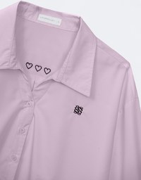 Air Space Logo and Heart Shaped Embroidered Collar Blouse