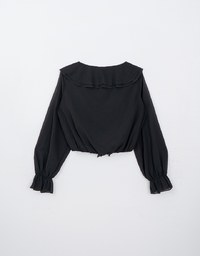 Long Sleeve V Neck Ruffled Sleeve Blouse