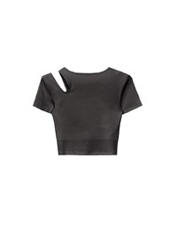 Plain Asymmetric Cut Out Padded Crop Top