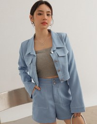 Lightweight Constrast Stitching Button Up Jacket