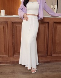 Embossed Knit Drawstring Waist Maxi Skirt