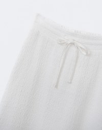 Embossed Knit Drawstring Waist Maxi Skirt