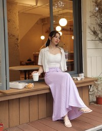 Embossed Knit Drawstring Waist Maxi Skirt