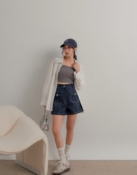 Stitch A Line Shorts With Pockets Details