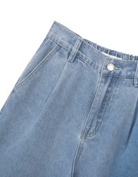 【Den!m LITE】Lightweight Soft Denim Pleated Straight Leg Pants