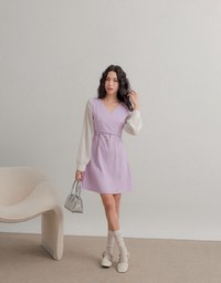 Long Sleeve Cross Front Mini Dress