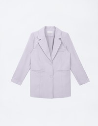 Back Slit Detail Oversized Plain Blazer (With Shoulder Pads)