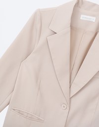 Back Slit Detail Oversized Plain Blazer (With Shoulder Pads)