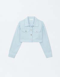 Button Up Cropped Jeans Denim Jacket