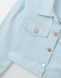 Button Up Cropped Jeans Denim Jacket