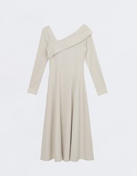 One Shoulder Foldover Edge Knitted Maxi Dress