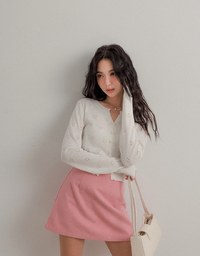 Heart Shaped Hollow Out Button Up Knit Cardigan