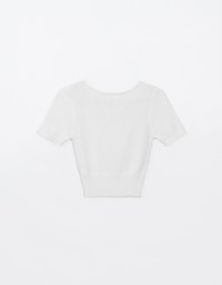 Air Space Logo Embroidered U Neck Knit Cropped Top